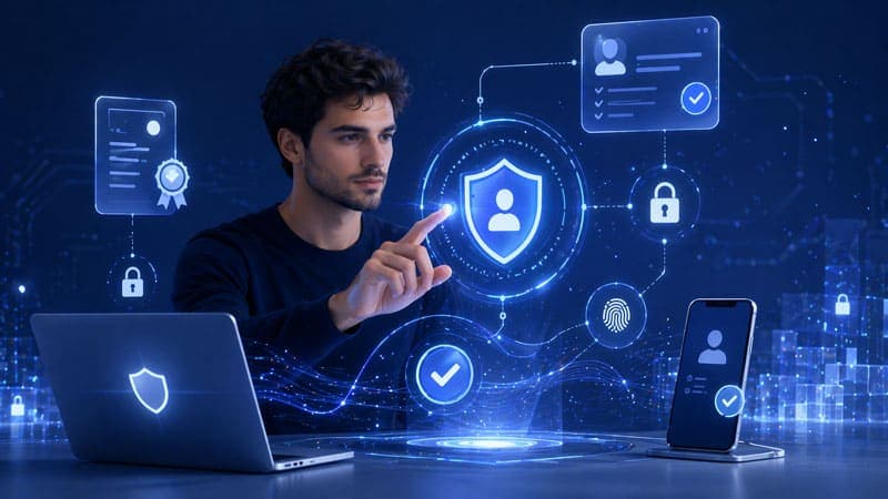 Representação visual de identidade digital segura para pessoas e empresas