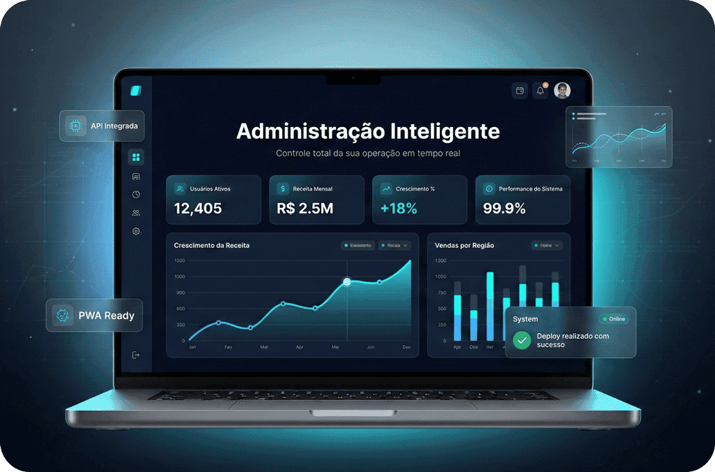Interface de aplicativo web moderno desenvolvido pela Tupitec