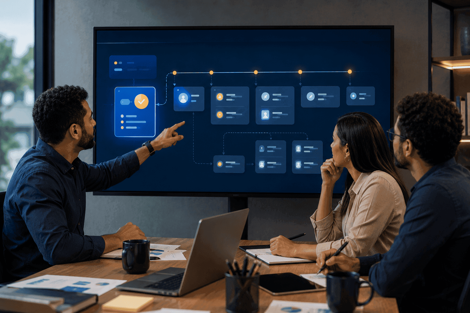Equipe de produto planejando a evolução gradual de um sistema a partir de um MVP